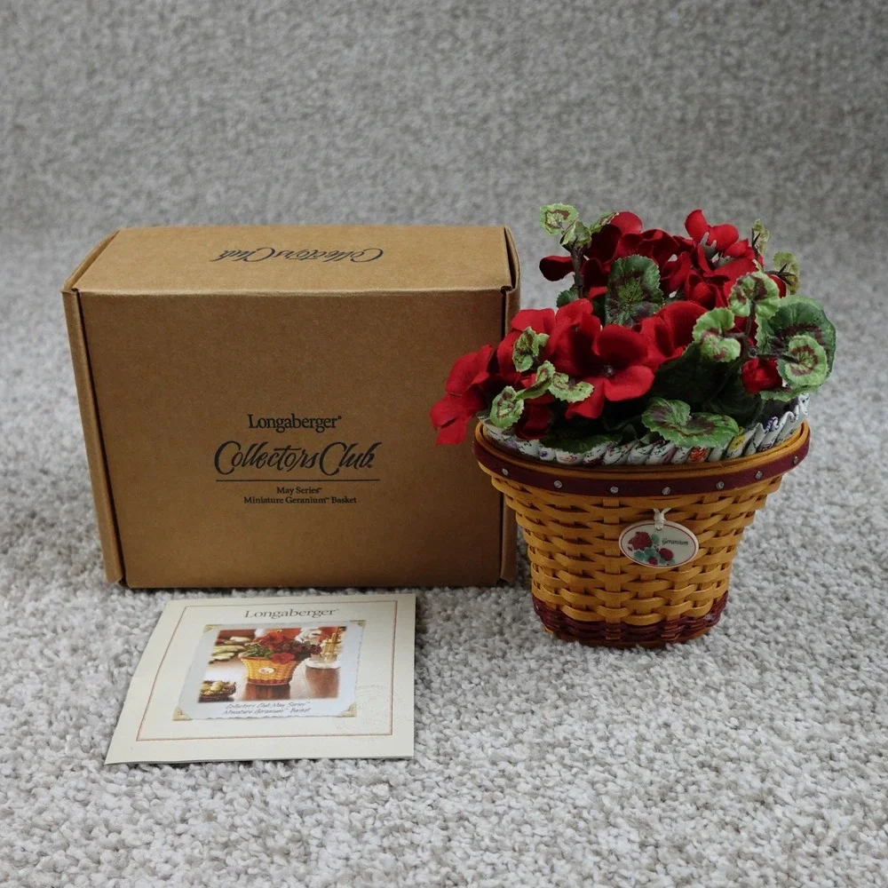 Longaberger‎ 2005 Collectors Club May Series Mini Geranium Basket Set Red Floral
